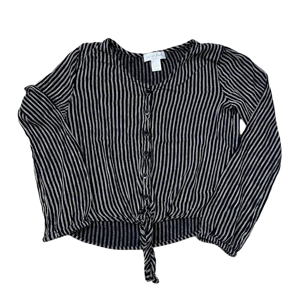 Girl's White Fawn Tie Striped Crop Top Size L